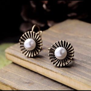 Boho Pearl Gold Earrings
